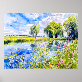 Poster Margem Florida do Rio Havelland em Estilo Aquarela