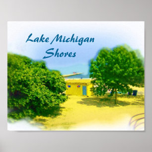 Poster Margens do Lago Michigan de Chicago Beach
