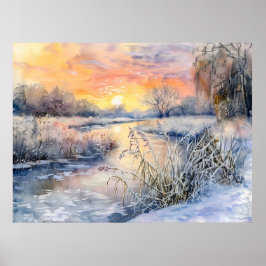 Poster Margens Nevadas do Havelland em Aquarela