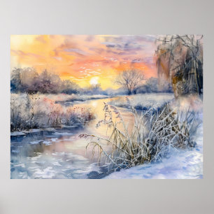 Poster Margens Nevadas do Havelland em Aquarela
