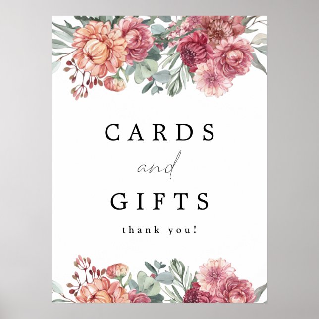 Poster MARGOT Blush Rosa Poeira Rosa Cartões Florais & Pr (Frente)