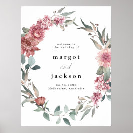 Poster Margot Rustic Dusty Rosa Blush Wedding Bem-vindo