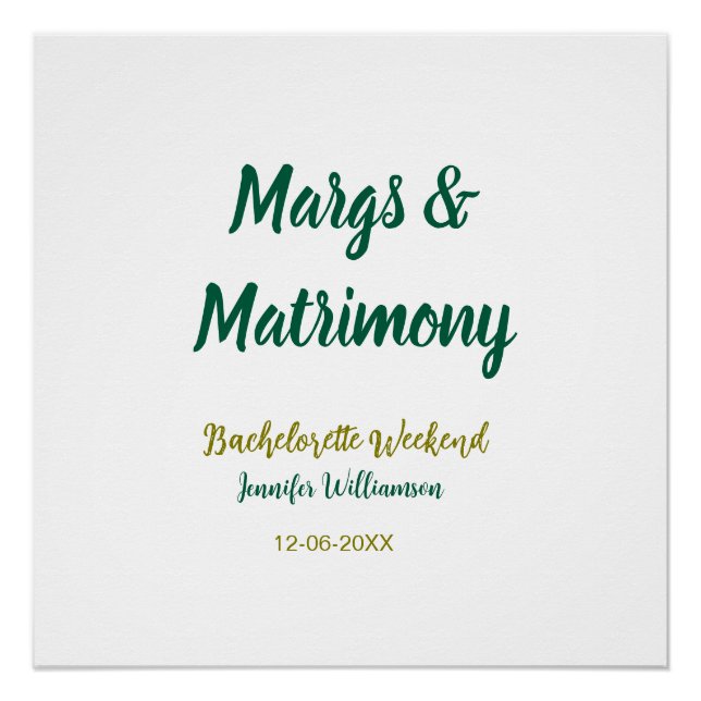 Póster Margs e matrimônio adicionar nome data despedida d (Frente)