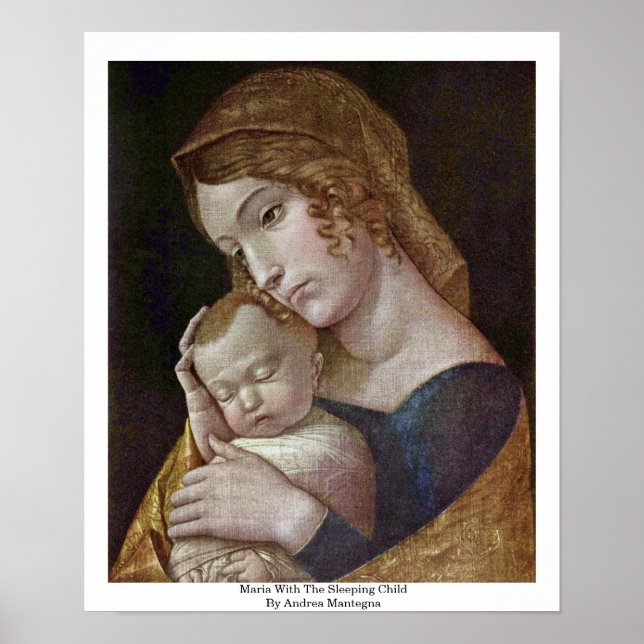Póster Maria Com A Criança Dormindo Por Andrea Mantegna (Frente)