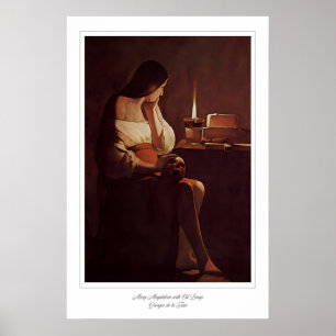 Poster Maria Madalena com Lâmpada de Óleo Estampa de Arte