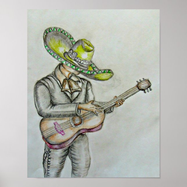 Póster Mariachi com guitarra (Frente)