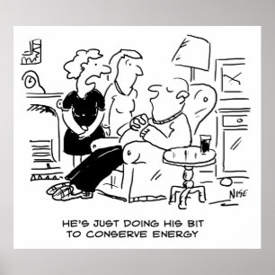 Póster Marido dorme para economizar energia