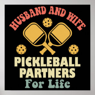 Poster Marido E Parceiros Esposos De Pickleball Para A Vi