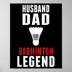 Poster Marido Esportivo Divertido de Badminton Pai Amante
