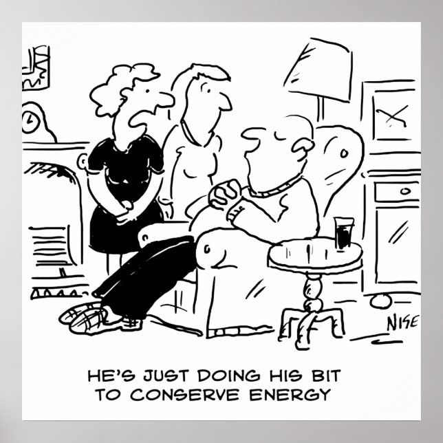 Póster Marido está Dormindo para Economizar Energia (Frente)