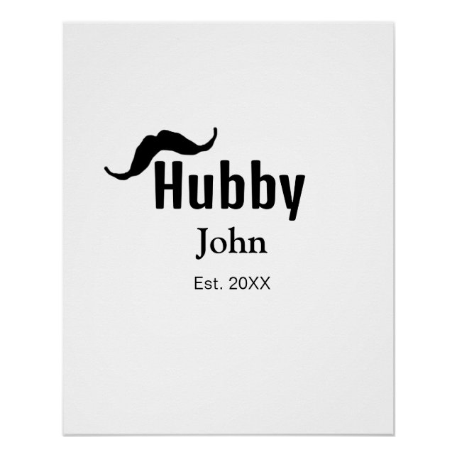 Póster marido Hubby adiciona nome data ano bigode simples (Frente)