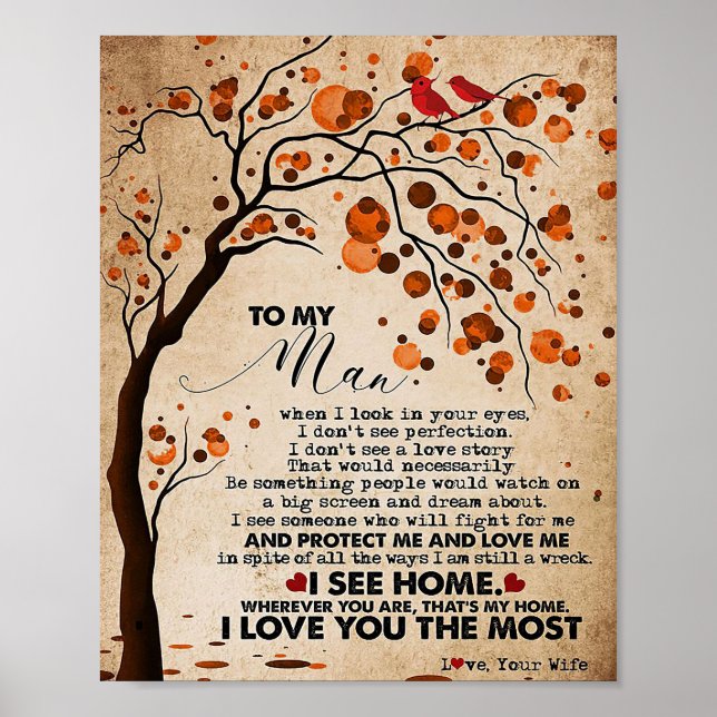 Poster Marido Para Meu Marido Eu Vejo Em Casa (Frente)