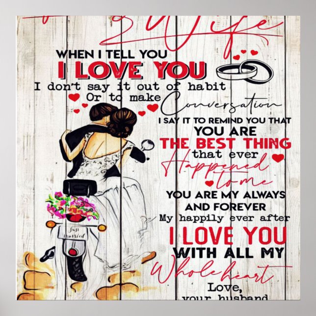 Poster Marido Para Minha Esposa - Letra | Adorável presen (Frente)