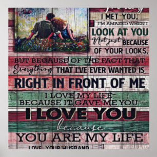 Poster Marido Para Minha Esposa - Letra   Presente de Cot