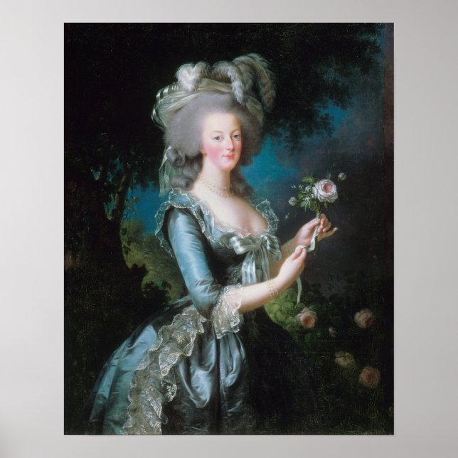 Poster Marie Antoinette com uma Rosa de Elisabeth Le Brun (Frente)