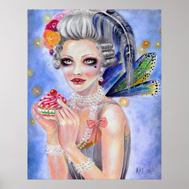 Póster Marie Antoinette Deixe-os comer cupcake (Frente)