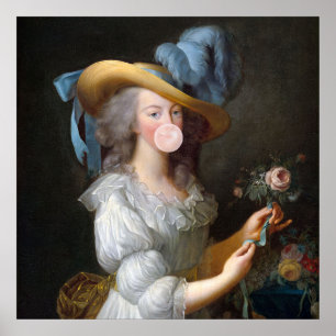 Poster Marie Antoinette soprando um chiclete rosa