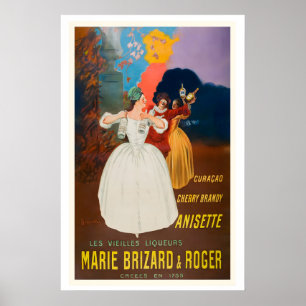 Poster Marie Brizard e Roger Anisette Cherry Brandy e