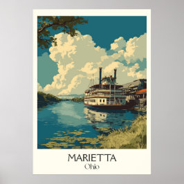 Poster Marietta Ohio River Town Historic Riverboat Life