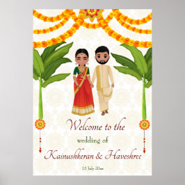 Poster Marigóis de casamento de Telugu Tamil são bem-vind