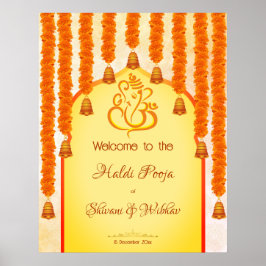 Poster Marigold garlands Haldi Ganesh pooja