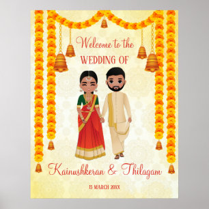 Poster Marigold garlands sinos com Tamil Telugu bem-vindo