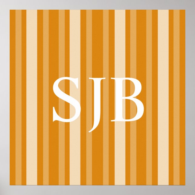 Poster Marigold Victorian Lady Stripe com Monograma (Frente)