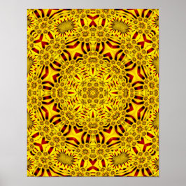 Póster Marigolds Amarelo e Vermelho Caleidoscópio