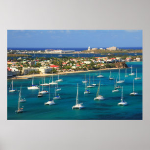 Póster Marigot Harbor Waterfront, St. Martin