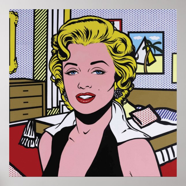 Poster Marilyn pop art, retrabalhada e vetorizada, de Roy (Frente)