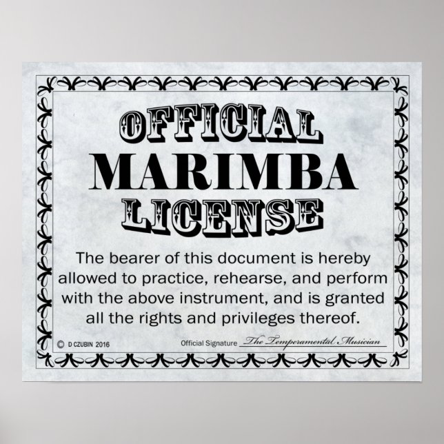 Poster Marimba License (Frente)