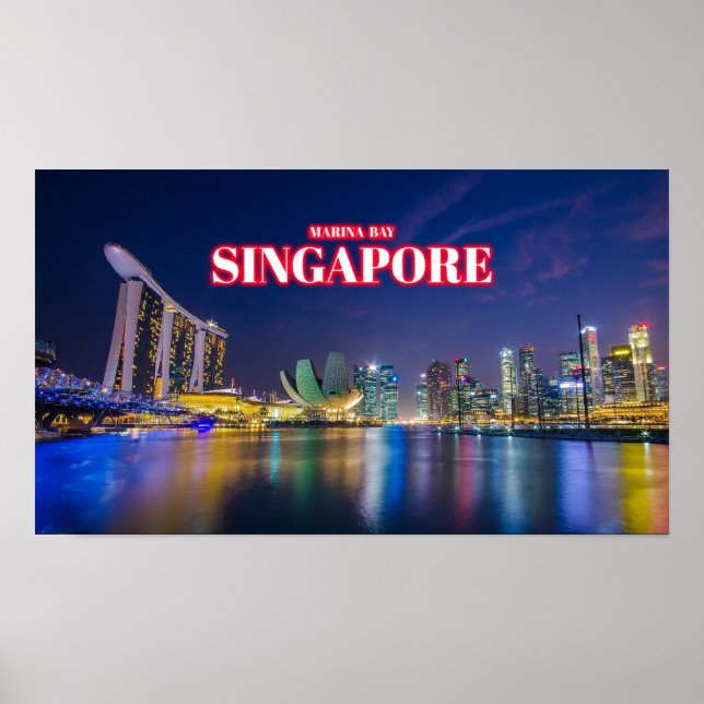 Poster Marina Bay Na Noite 2 - Singapura (Frente)