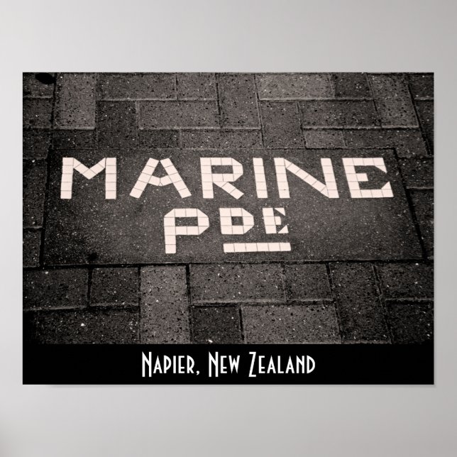 Poster Marine Parade, Napier, Nova Zelândia (Frente)