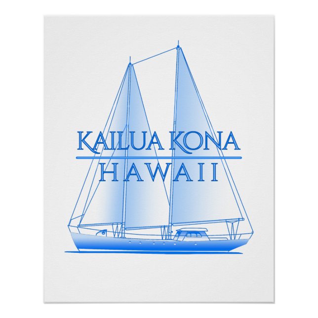Póster Marinheiro à vela costeira de Kailua Kona (Frente)
