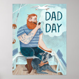 Poster marinheiro dia de os pais super-herói