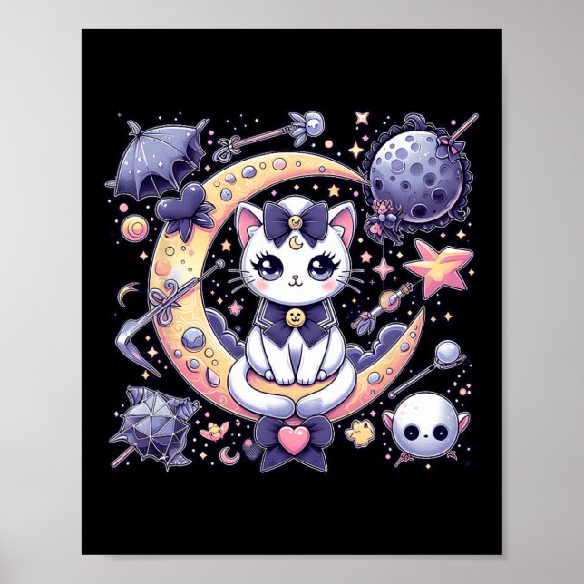Poster Marinheiro Meow Lua Gótica Espaço Gótico da Lua Gó (Frente)