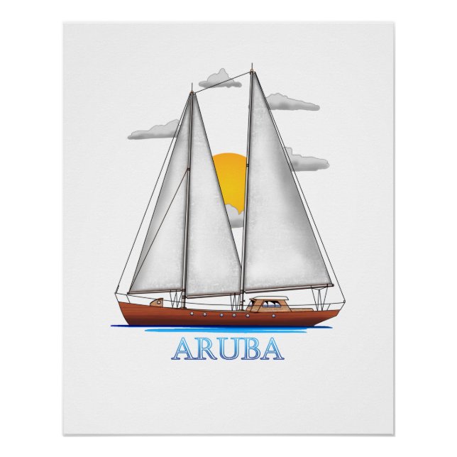 Póster Marinheiro Navegante Náutico Costeiro de Aruba (Frente)