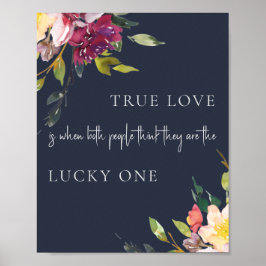 Poster Marinho Amarelo Blush Burgundy Floral True Love So