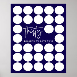 Poster Marinho Azul 30 Razões Pela Qual Te Amo Aniversári