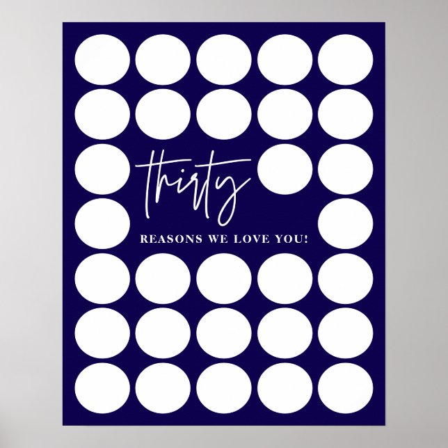 Poster Marinho Azul 30 Razões Pela Qual Te Amo Aniversári (Frente)