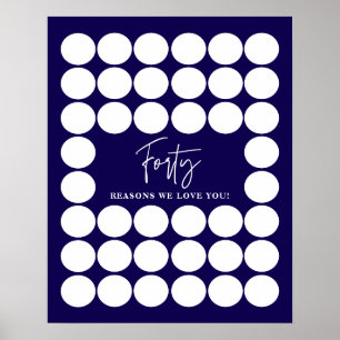 Poster Marinho Azul 40 Razões Pela Qual Te Amo Aniversári