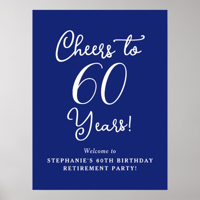 Poster Marinho Azul Alegra-se a 60 anos de aposentadoria  (Frente)