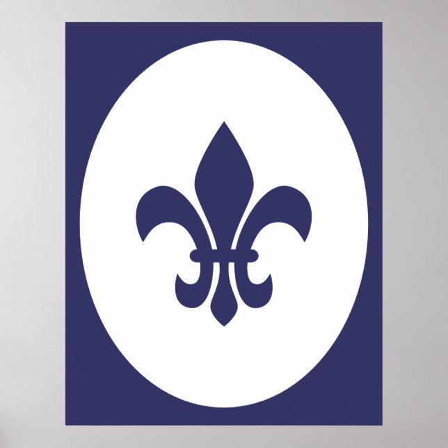 Póster Marinho Azul Antiga Borda Oval Flutuada Silhoule (Frente)