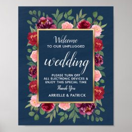 Poster Marinho Azul Borgonha Dourado Sinal de Casamento D