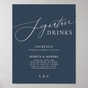 Poster Marinho Azul Branco Elegante Bebidas Signature