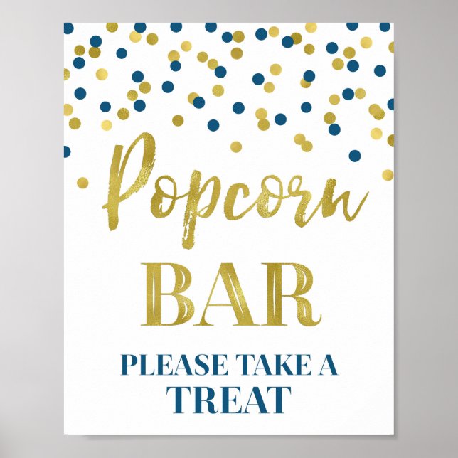 Poster Marinho Azul Dourado Confetti - Bar (Frente)