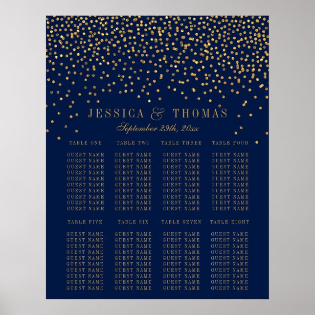 Poster Marinho Azul e Glam Dourado Confetti (Frente)