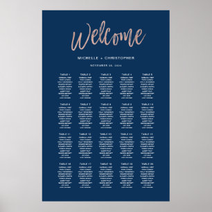 Poster Marinho Azul e Rosa - Gráfico de Assentos Chic