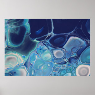 Poster Marinho Azul Fluido Abstrato moderno Marble Swirl 