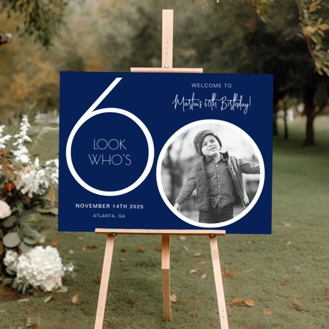 Póster Marinho Azul Foto Moderna 60º Aniversário Sinal de (Criador carregado)